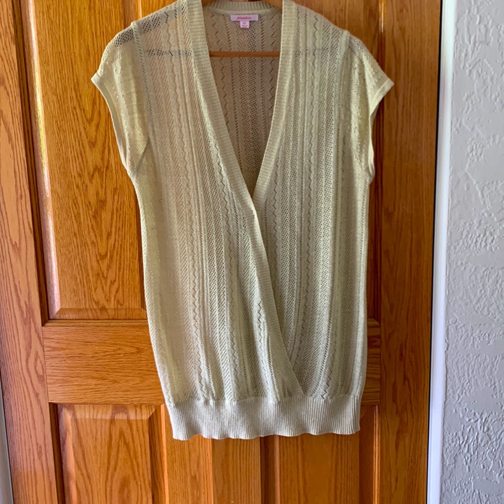 Xhilaration Light Weight Short Sleeve Gold Metallic Sweater Good Preowned Cond